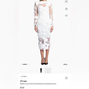 ZHIVAGO  THE VENDETTA Midi DRESS white US6(UK10)